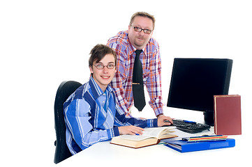 Image showing Teenager student doing homework