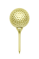 Image showing Golden golf ball and tee