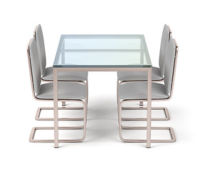 Image showing Rose gold dining table and chairs