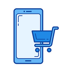 Image showing Mobile shopping line icon.