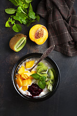 Image showing oat flakes with fruit