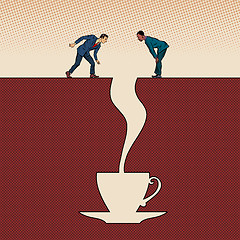 Image showing Men and a cup of coffee