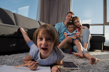 Image showing young couple spending time with kids