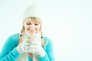 Image showing Girl drinking coffee
