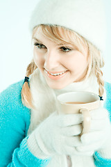 Image showing Girl drinking coffee