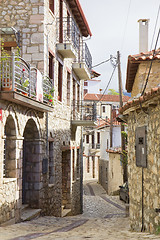 Image showing Picturesque cobbled street in Arachova in Greece