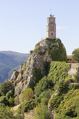 Image showing View of  iconic tower clock in Arachova village in Greece