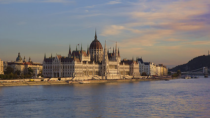 Image showing Hungarian Parliament Building in Budapest at sunset