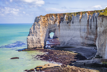 Image showing The Manneporte Natural Stone Arch in Normandy