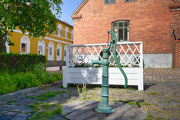 Image showing Turquoise fire hydrant on a street