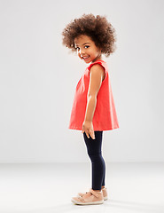 Image showing happy little african american girl over grey