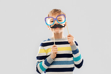 Image showing boy with glasses and black vintage moustaches