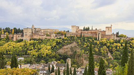 Image showing Panoramic view of the Alhambra of Granada from the Albaicin.