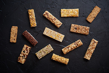 Image showing Various taste and flavour granola fitness bars concept