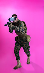 Image showing soldier in battle using virtual reality glasses