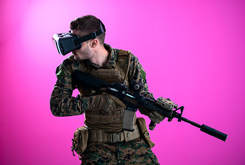 Image showing soldier in battle using virtual reality glasses