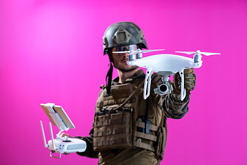 Image showing soldier drone pilot technician