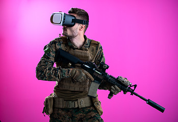 Image showing soldier in battle using virtual reality glasses