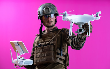 Image showing soldier drone pilot technician