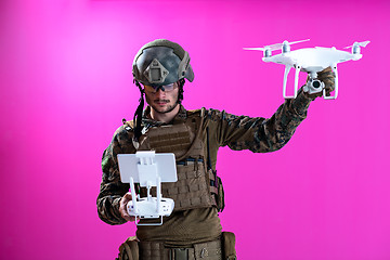 Image showing soldier drone pilot technician