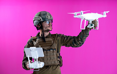 Image showing soldier drone pilot technician