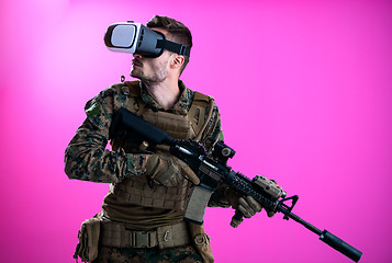 Image showing soldier in battle using virtual reality glasses