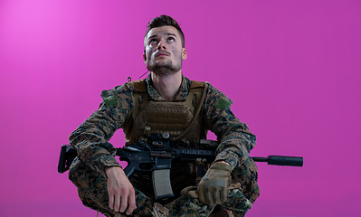 Image showing soldier meditation