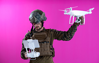 Image showing soldier drone pilot technician