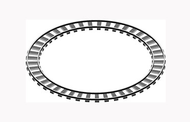 Image showing Circle shaped railway railway going forward. 3d vector illustration on a white