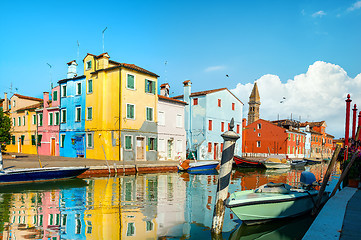 Image showing Boats and colored houses