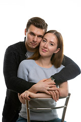 Image showing Portrait of a happy young couple on a white background