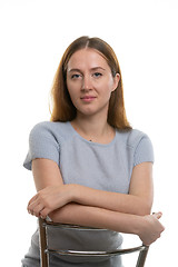 Image showing Portrait of a young pretty Girl of European type on a white background