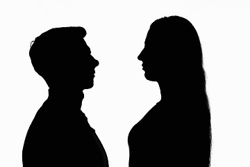 Image showing Contour portrait of two people looking at each other