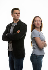 Image showing Woman and a man in a grudge look past each other