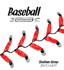 Image showing Hand-drawn baseball ball on white background. Close-up