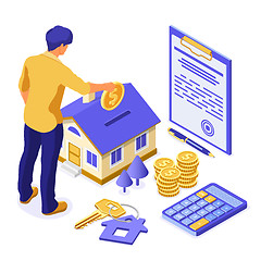 Image showing Sale Purchase Rent Mortgage House Isometric