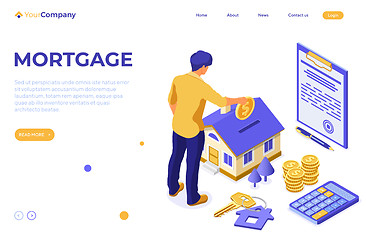 Image showing Sale Purchase Rent Mortgage House Isometric