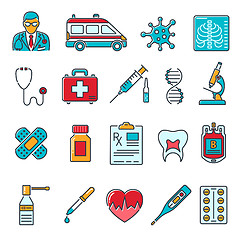 Image showing Medical Healthcare Colored Line Icons Set