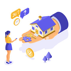 Image showing Sale Purchase Rent Mortgage House Isometric