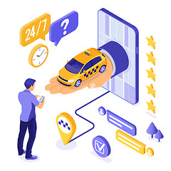 Image showing Online Taxi Isometric Concept