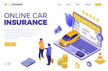 Image showing Online Car Insurance Isometric Concept