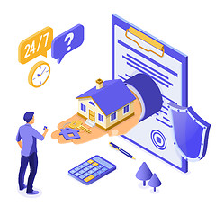 Image showing Sale Purchase Rent Mortgage House Isometric