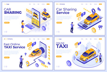 Image showing Isometric Car Sharing and Online Taxi