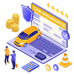 Image showing Online Car Insurance Isometric Concept