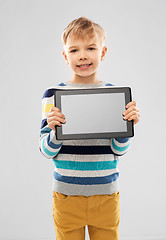 Image showing boy showing blak screen of tablet pc computer