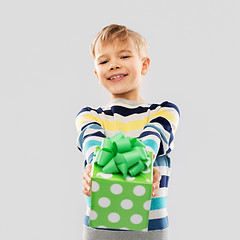 Image showing smiling boy with birthday gift box