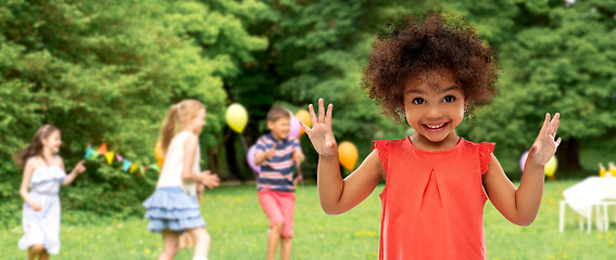 Image showing happy african american girl at birhtday party