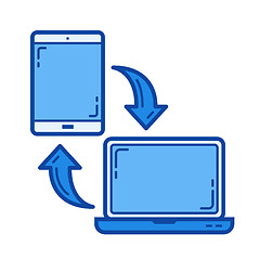 Image showing Mobile data synchronization line icon.