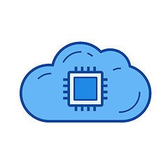 Image showing Cloud data storage line icon.