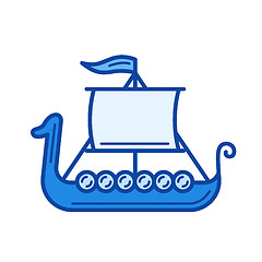 Image showing Viking ship line icon.